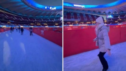 Lo stadio dell’Atletico si trasforma in una gigantesca pista di pattinaggio