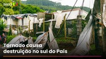 Tornado com ventos de 100 km/h destrói casas em Farroupilha (RS)