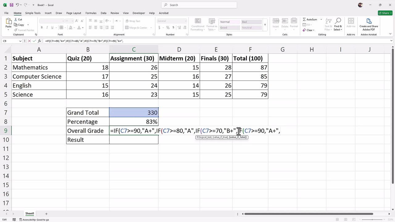 Microsoft Excel 89 Creating a Grade Sheet in Excel