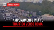 Tamponamento in A1 e traffico verso Roma