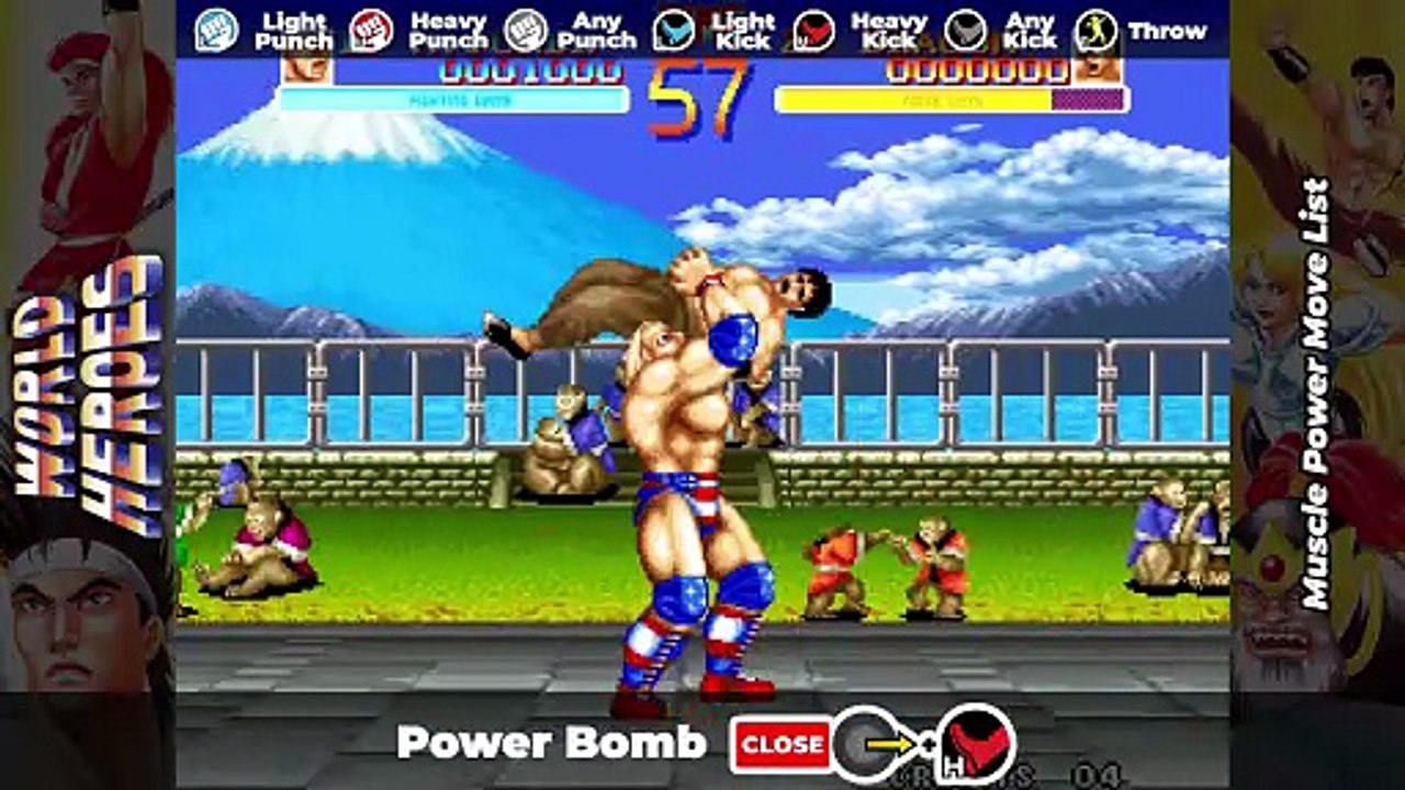 MUSCLE POWER MOVE LIST - World Heroes 1 (WH1)