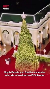 El presidente Nayib Bukele, junto a la Primera Dama Gabriela de Bukele y sus hijas Layla y Aminah, encendieron la luz de la Navidad, dando inicio a las celebraciones decembrinas.