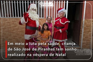 Em meio a luta pela saúde, criança de São José de Piranhas tem sonho realizado na véspera de Natal