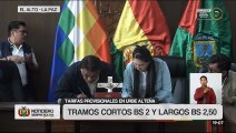 Acuerdo en El Alto: transporte público cobrará tarifas transitorias de Bs 2 a Bs 2,50