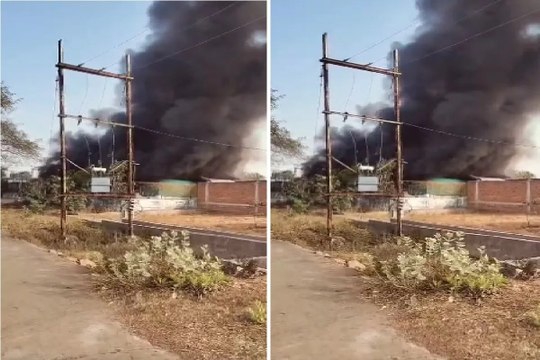 धमतरी के मगरलोड में मणिकंचन केंद्र में भीषण आग, 60 लाख की मशीनें जलकर खाक, देखें Video