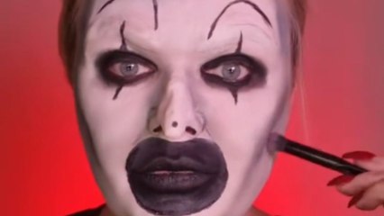 Girl matches the eerie vibe of Halloween season with Art the Clown look from Terrifier
