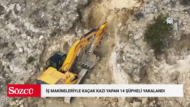 İş makineleriyle kaçak kazı yapan 14 şüpheli yakalandı