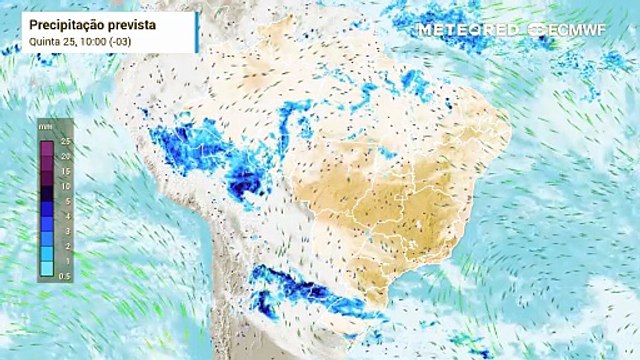 Quinta-feira, 25 de dezembro: chuva, nebulosidade e vento