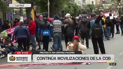 Mineros instalan bloqueo en el Prado paceño mientras continúa el ampliado de la COB