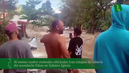 Al menos cuatro viviendas afectadas tras colapso de tubería del acueducto Cibao en Sabana Iglesia