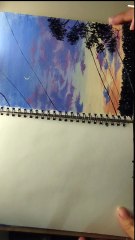 Sunset acrylics painting,drawing process, beautiful sunset acrylics painting, easy painting tutorials