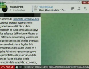 Venezuela agradece el apoyo de Rusia ante las agresiones colonialistas de EE. UU.