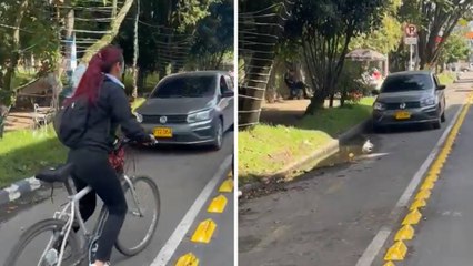 VIDEO | Denuncian a conductor que usó la ciclorruta como carril poniendo en riesgo a ciclistas en Bogotá