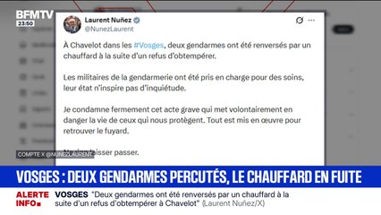 Vosges: deux gendarmes ont été renversés par un chauffard à la suite d'un refus d'obtempérer