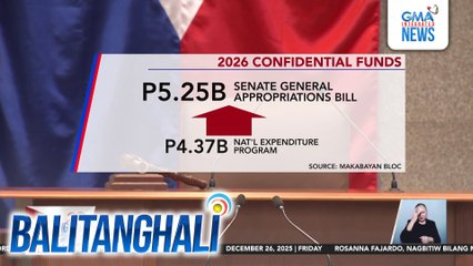 Dagdag na mahigit P1-B sa confidential at intelligence funds sa 2026 Senate General Appropriations Bill, pinuna ng Makabayan Bloc | Balitanghali