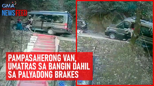Pampasaherong van, umatras sa bangin dahil sa palyadong brakes | GMA Integrated Newsfeed