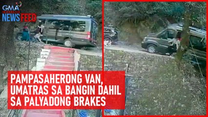 Pampasaherong van, umatras sa bangin dahil sa palyadong brakes | GMA Integrated Newsfeed