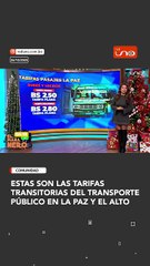 Estas son las tarifas transitorias del transporte público en La Paz y El Alto