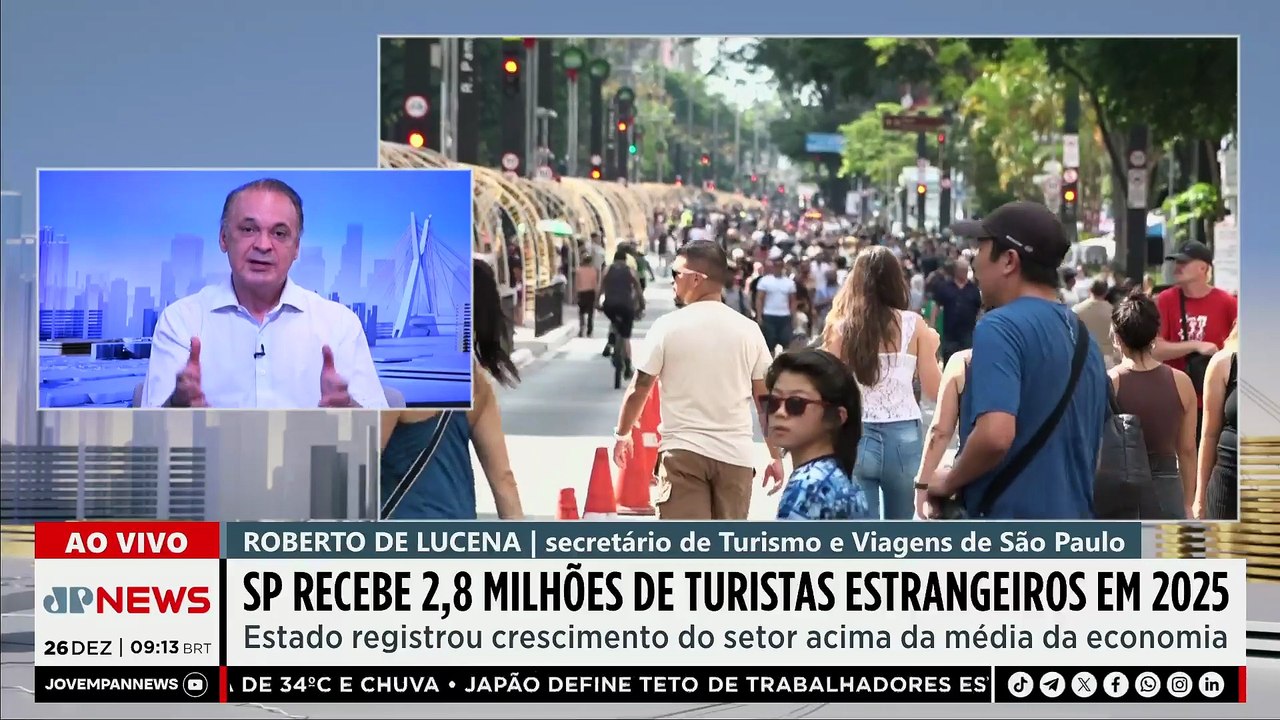 Turismo em SP cresce e recebe 2,8 milhões de estrangeiros em 2025; secretário explica