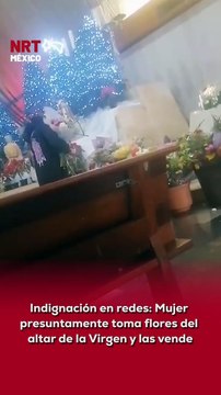 📹😡 Un video muestra a una mujer presuntamente tomando arreglos florales del altar de la #Virgen de Guadalupe, en la Basílica de #Monterrey, para después ofrecerlos a la venta en la vía pública.
