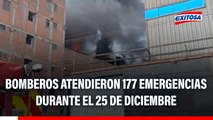 Bomberos atendieron 177 emergencias durante el 25 de diciembre: 