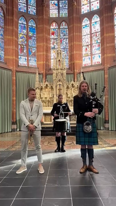 Highland Cathedral 🏴 Trumpet 🎺 & bagpipes 💙 #bagpiper #trumpet #scotish #music #highlander