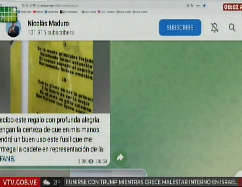 Presidente Nicolás Maduro recibió fusil de alto calibre como presente institucional de la FANB