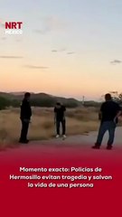 🚔🙏 Momento exacto en el que el oficial Antonio Carrasco, junto a otros elementos de la Policía Municipal de Hermosillo, lograron evitar que una persona at3ntara contra su vida con un arm@ de fu3go.
