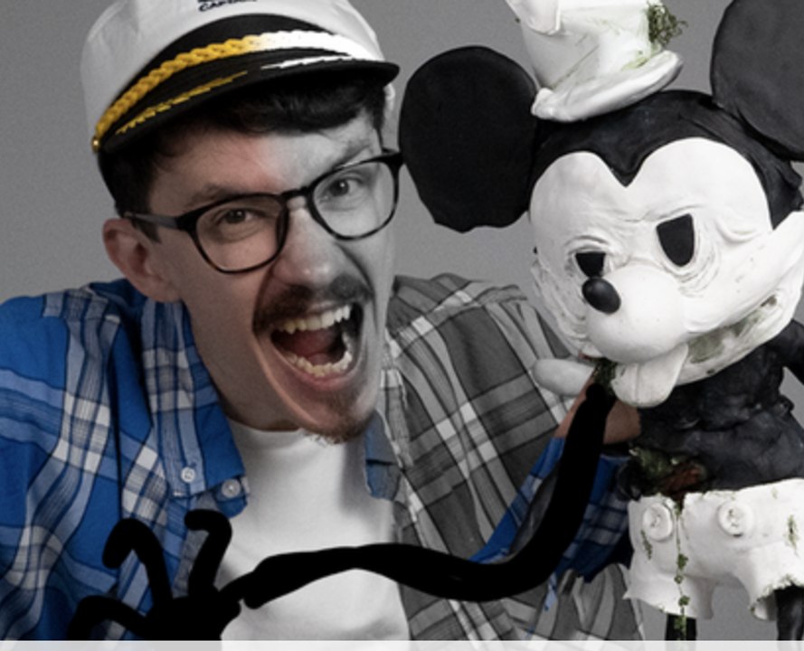 make Mickey Mouse old version in a creepy way