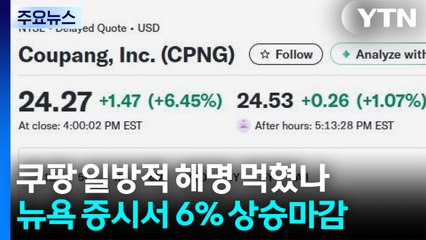 미 증시 쿠팡 주가 급등...미 언론 "소비자 신뢰 회복" / YTN
