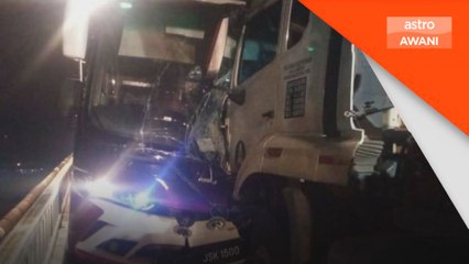Bas ekspres bertembung treler, kesemua penumpang selamat