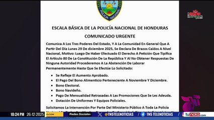 Escala básica de la Policía Nacional anuncia paro de brazos caídos por incumplimiento de peticiones