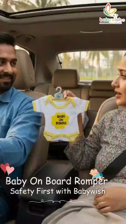 Babywish Baby On Board Romper Sign – Cute & Safe Travel Alert for Babies During Car Rides