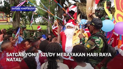 Perayaan Natal Satgas Yonif 521/DY di Papua, Salurkan Bantuan Sembako
