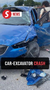 Six injured in car and excavator crash in Ipoh