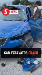 Six injured in car and excavator crash in Ipoh