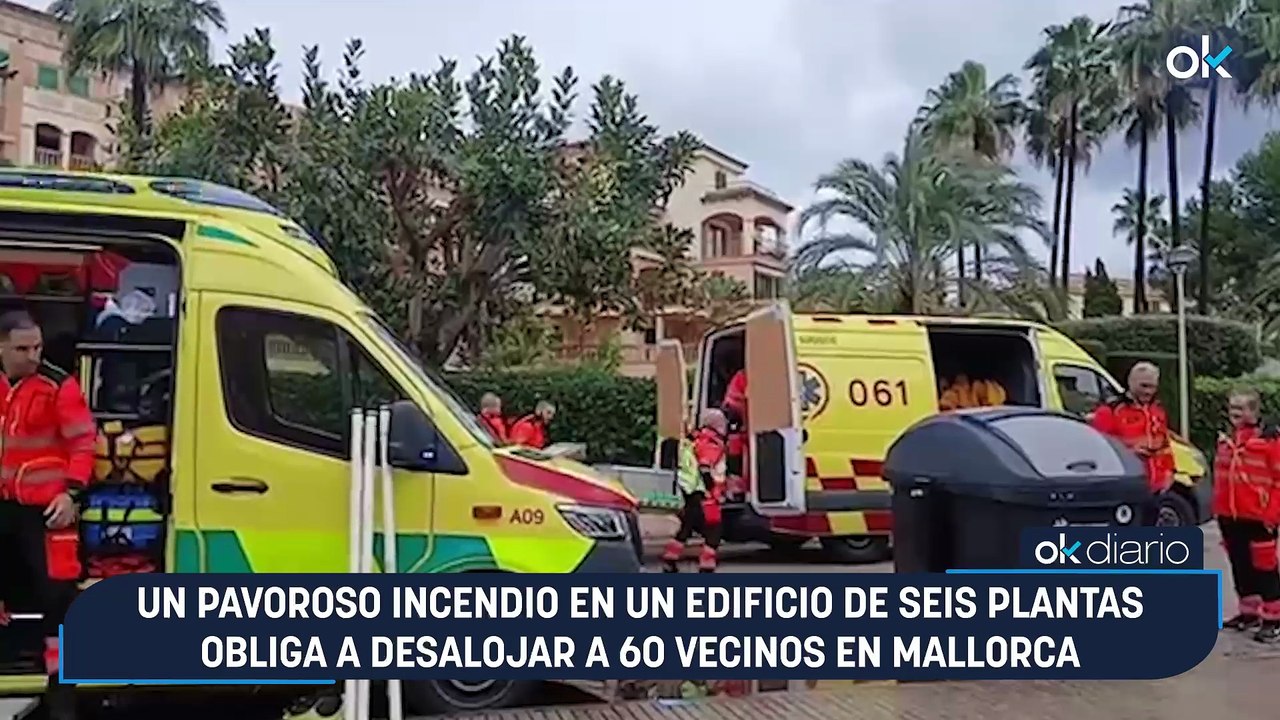 Un pavoroso incendio en un edificio de seis plantas obliga a desalojar a 60 vecinos en Mallorca