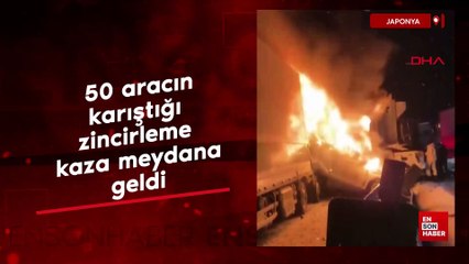 Japonya'da 50 aracın karıştığı zincirleme kaza oldu