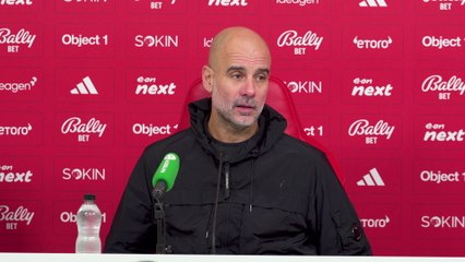 Pep Guardiola reacts to Manchester City's 2-1 Nottingham Forest win