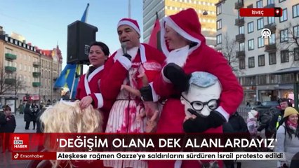 İsveç'te ateşkese rağmen Gazze'ye saldırılarını sürdüren İsrail protesto edildi