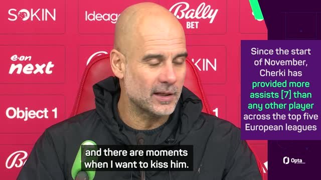Kiss and shout, Guardiola is all in a twist with Cherki