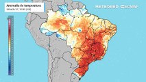 Sábado, 27 de dezembro: Anomalia de temperatura em superfície mostra valores de até 12°C acima da média para o período.