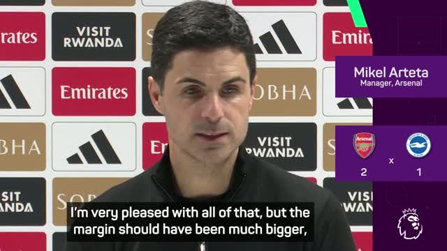Arteta demands more goals after narrow Brighton win