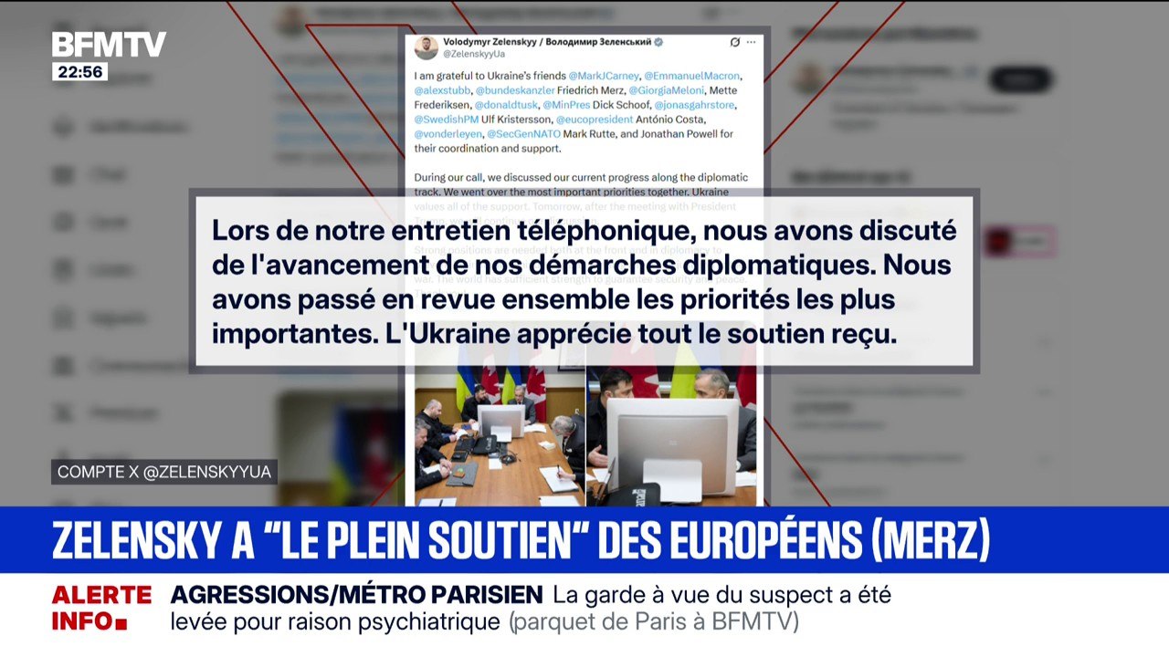 Le chancelier allemand Friedrich Merz a déclaré que Volodymyr Zelensky a "le plein soutien" des Européens