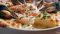 gratin de cabillaud aux crevettes  et échalotes