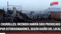 Chorrillos: Incendio en almacén de chatarra habría sido provocado por extorsionadores, según dueño del local