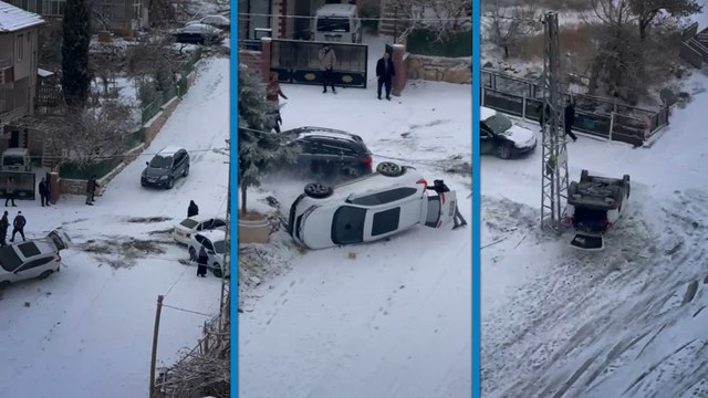Malatya'da karda kayan otomobil, yol kenarındaki bir araca çarparak takla attırdı