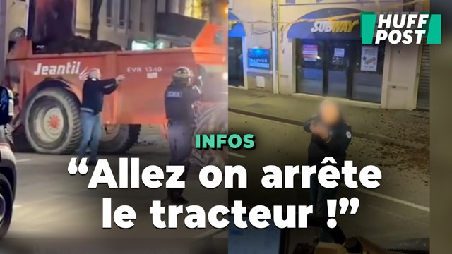 Les policiers sortent leur arme pour stopper une manif d'agriculteurs à Auch