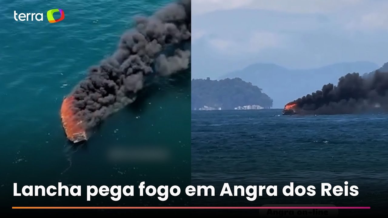 Lancha pega fogo e seis pessoas ficam feridas em Angra dos Reis (RJ)