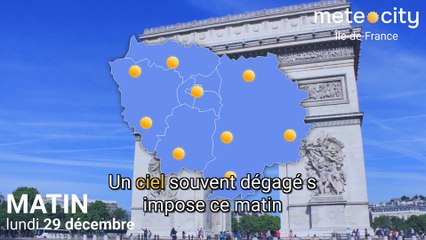 Bulletin météo Île-de-France du lundi 29 décembre 2025